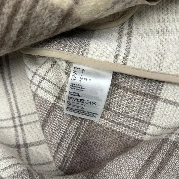 H&M Neutral tan plaid pea coat - Picture 6 of 6